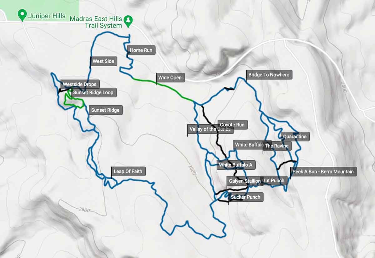 Berm Peak Trail Map Madras East Hills Network Trail Map Bend Trails